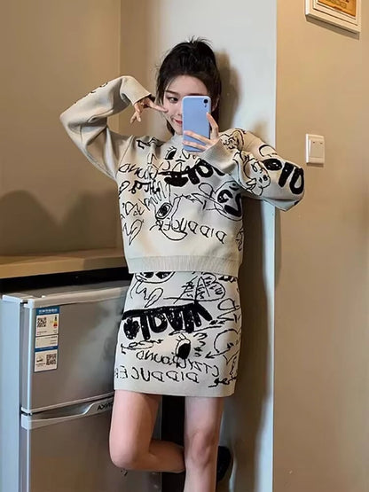 目を奪われる  カジュアル トップスⅹミニスカートセットアップE-10869