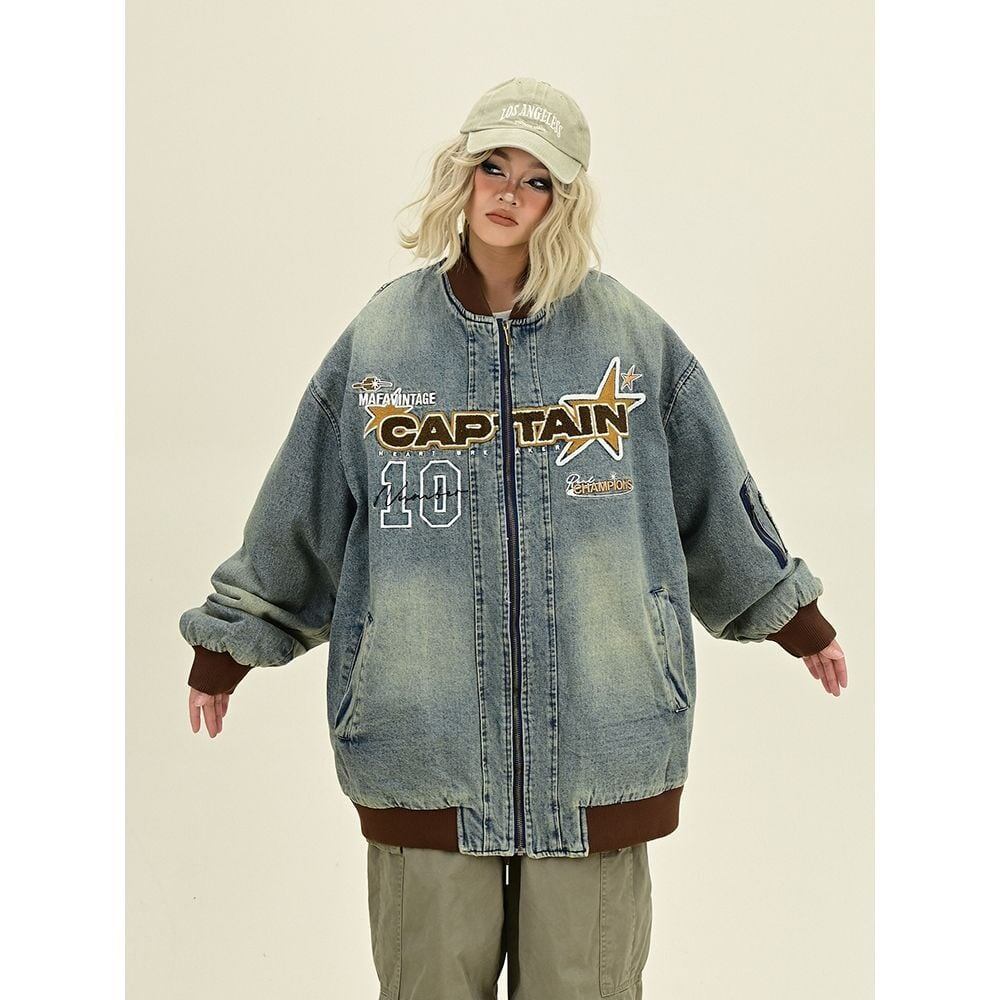 売れ筋 デザイン オシャレ デザイン性抜群 デニム 切り替え ジャケット E-10064