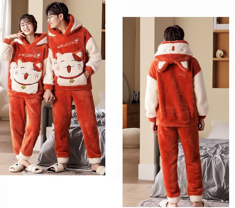 絶対欲しい 柔らかな肌触りで着心地も楽ちん！3種選択 高見えデザイン サンゴフリース カップル パジャマ E-9772