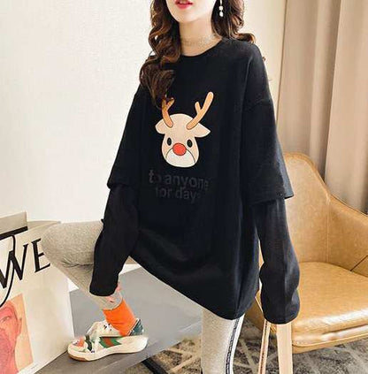 主役級 プリント カジュアル 4色選択 スウェットE-10932