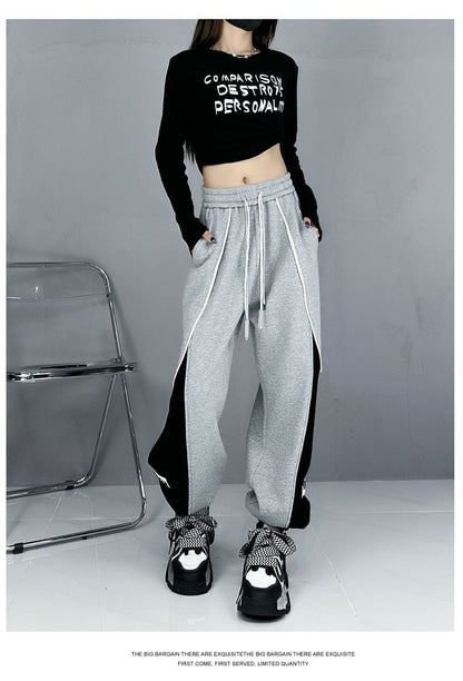 大人可愛い 個性的なデザイン スタイルアップ 2色 ジョガーパンツ E-10763