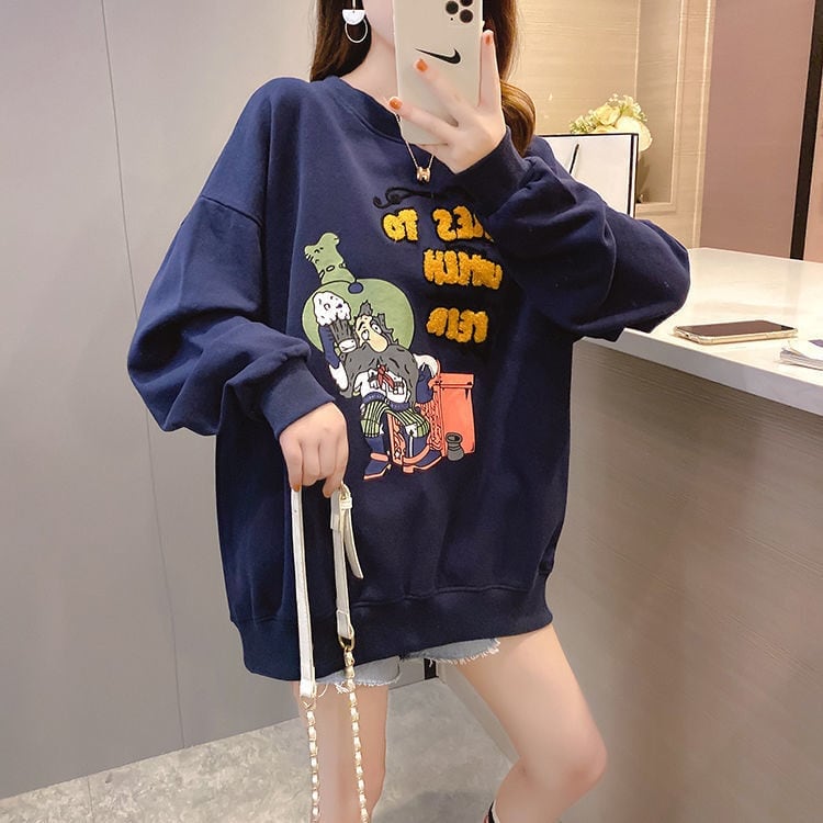 定番シンプル プリント カジュアル 4色選択 スウェットE-10931