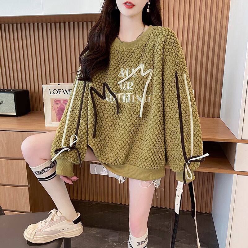 ファッション ラウンドネック キュート 長袖 スウェットE-9828