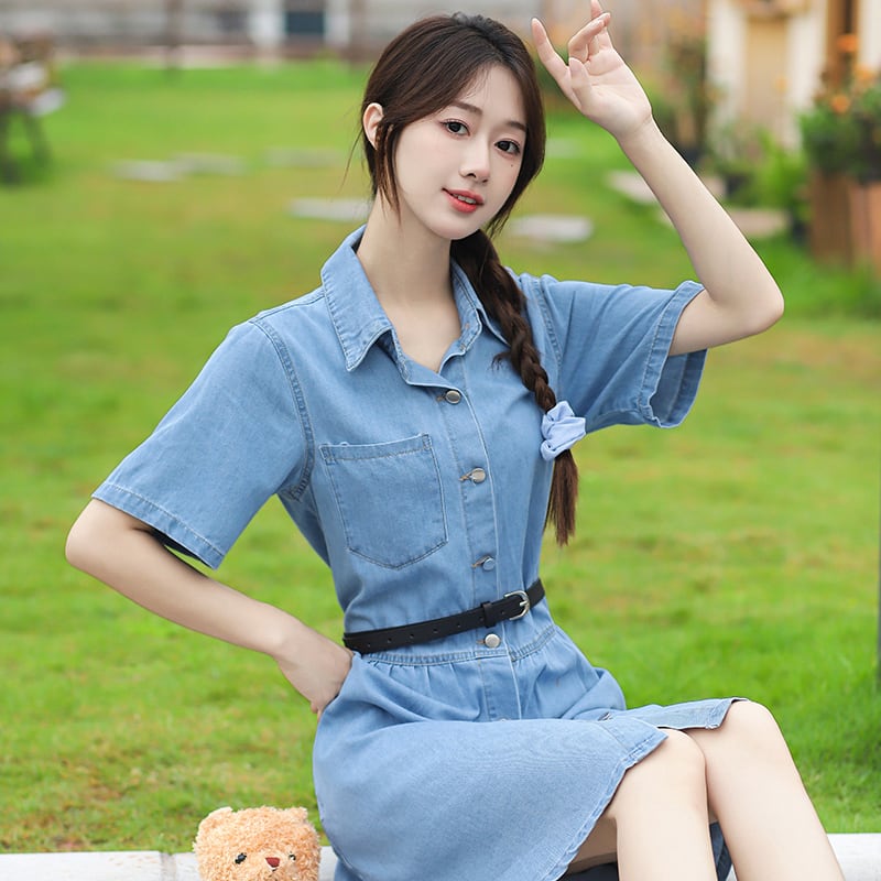 超人気 今季マストバイ カジュアル デニム ワンピース<ins-8332>