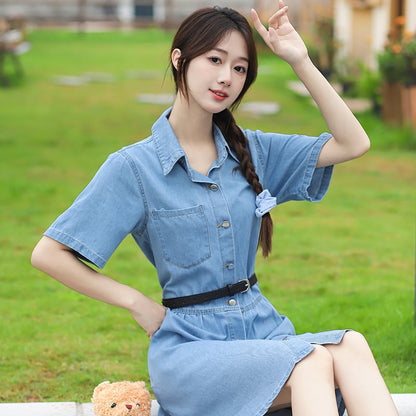 超人気 今季マストバイ カジュアル デニム ワンピース<ins-8332>