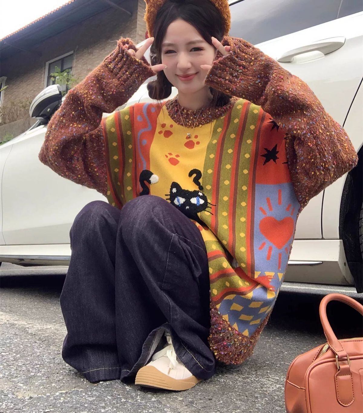 話題沸騰中 大人可愛い 海外トレンド 柔らかくて優しい印象 ニットセーターE-9762