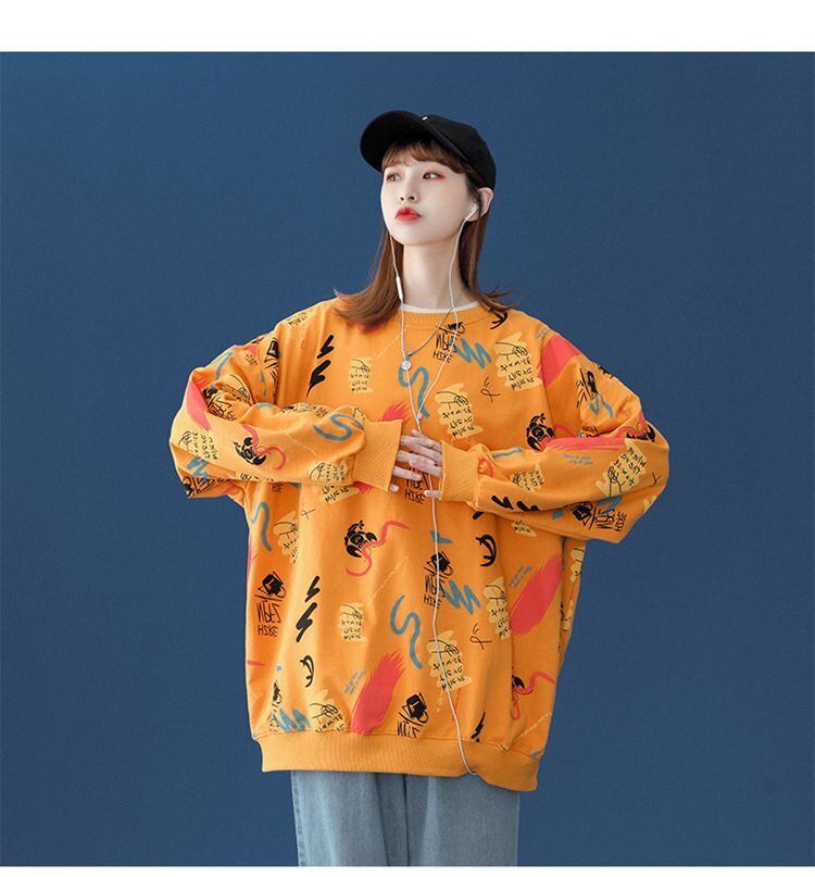 好感度UP カジュアル 定番シンプル プリント 4色選択 スウェットE-10846