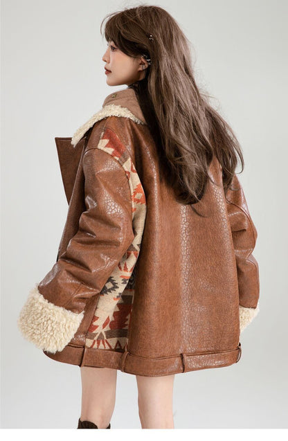 絶対流行 アバンギャルド おしゃれ度高め 切り替え 上品 Pu レザーコットンコート E-9883