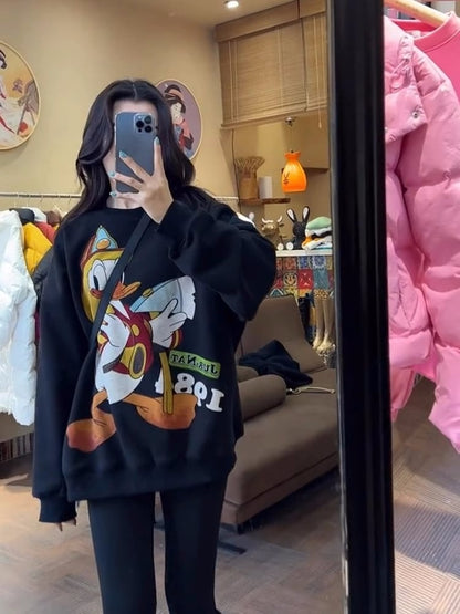 大人可愛い   プリントオーバーサイズスウェット三色ありE-4191