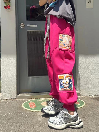 大活躍 高見えデザイン スタイルアップ効果抜群 切り替え プリント 全4色 カジュアルパンツE-9358