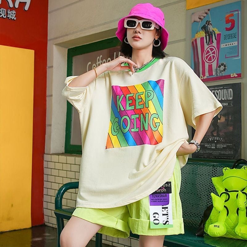 話題沸騰中 都市ファッショ オシャレ デザイン  ゆったり プリント 半袖TシャツiEf-9171