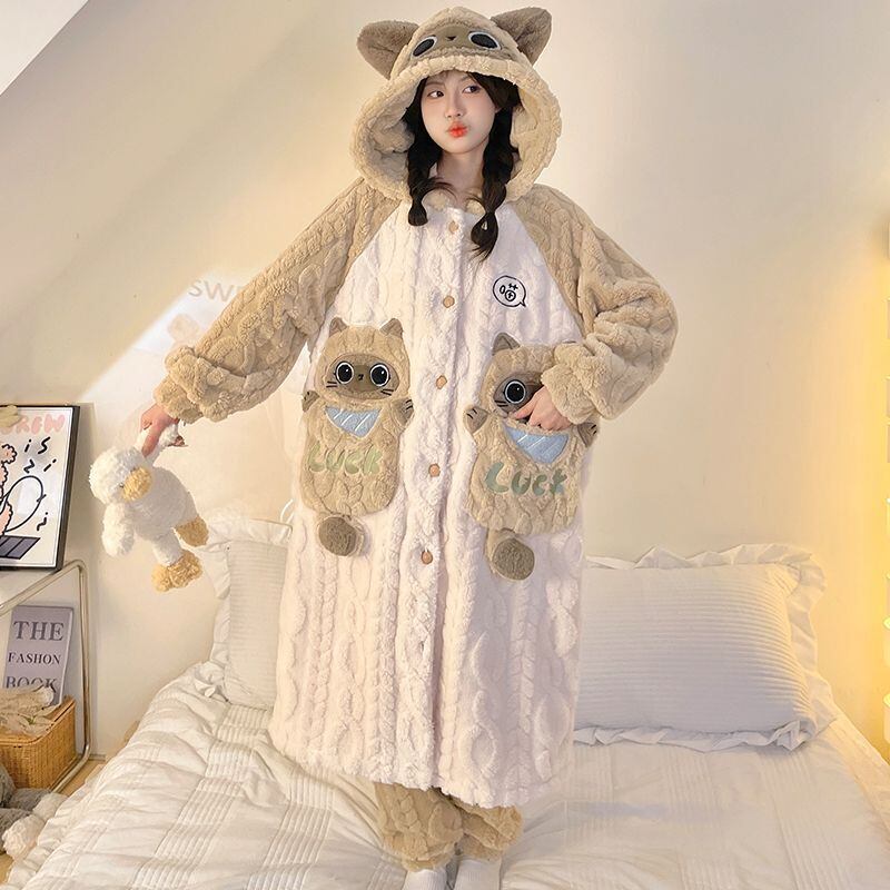 大活躍 コーラルベルベットパジャマ女性冬プラスベルベットと厚みのある 個性的なデザイン 3種選択 パジャマE-9855