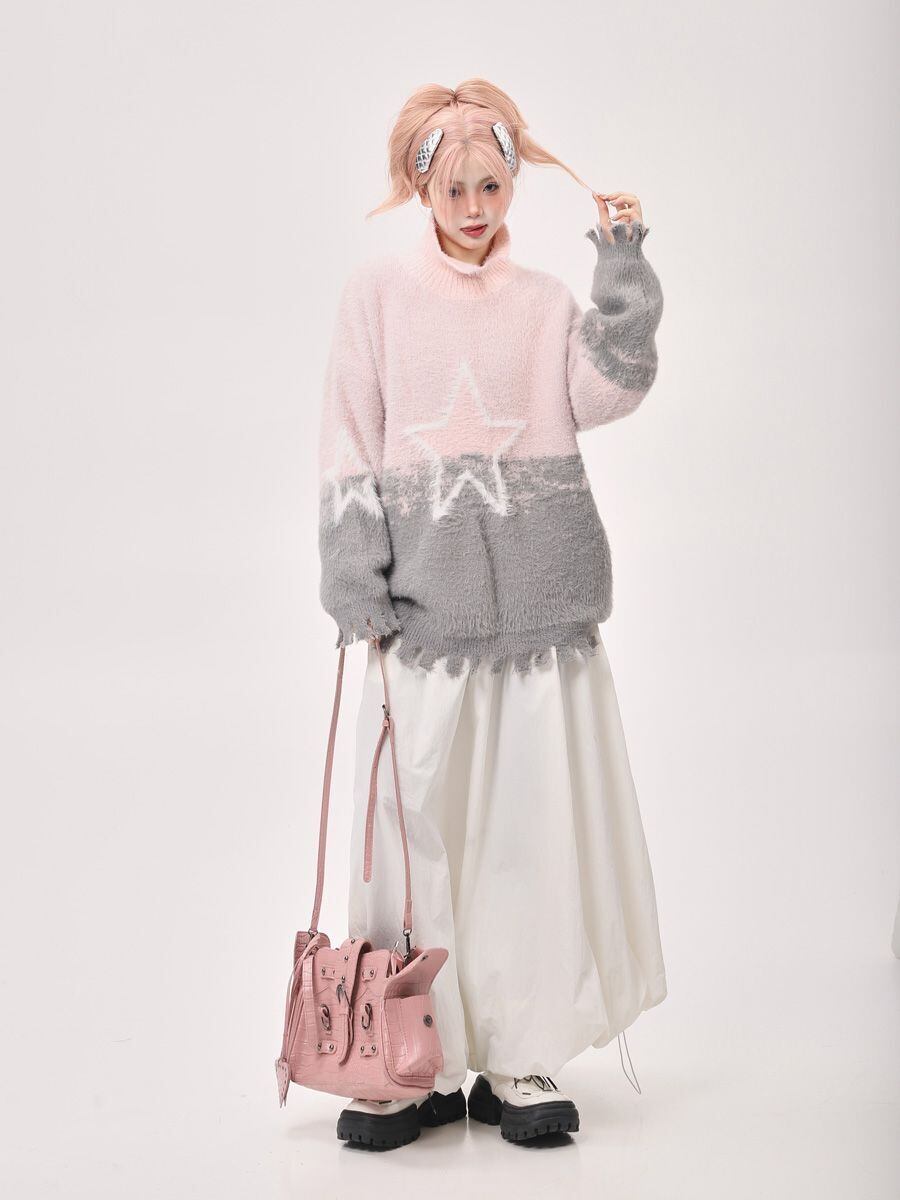 絶対欲しい 3色選択 柔らかな肌触りで着心地も楽ちん！カラーマッチング ニットトップスE-9857