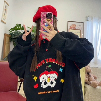 大人可愛い刺?ロゴワンちゃんスウェット全2色E  -4595