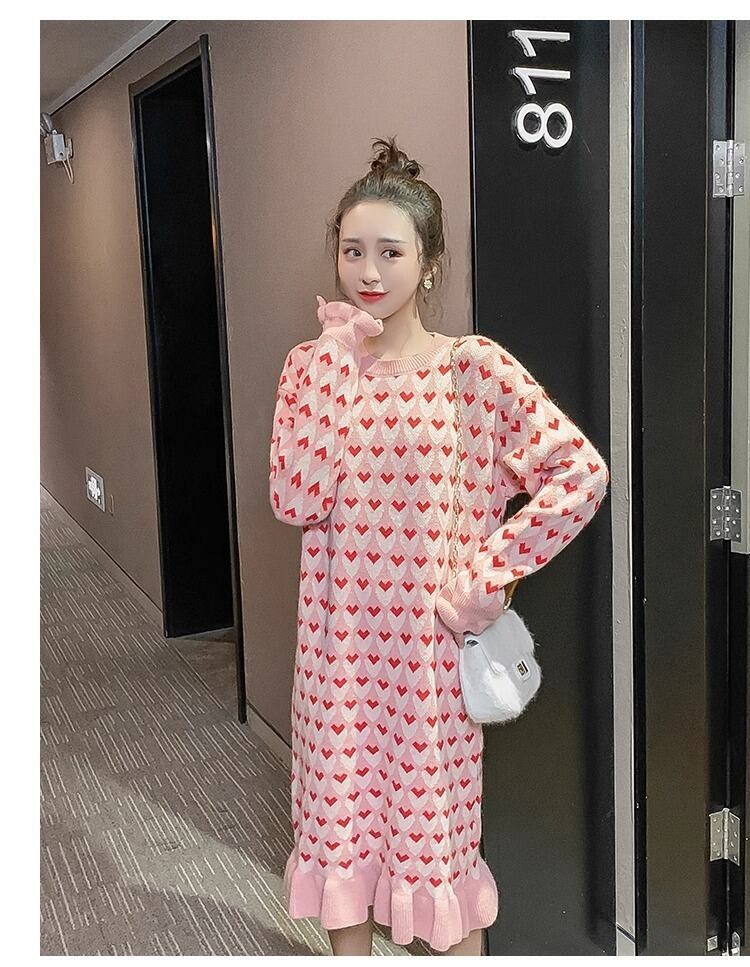 流行新作 美人度アップ 目を奪われる 2色選択可 ニットワンピース E-9509