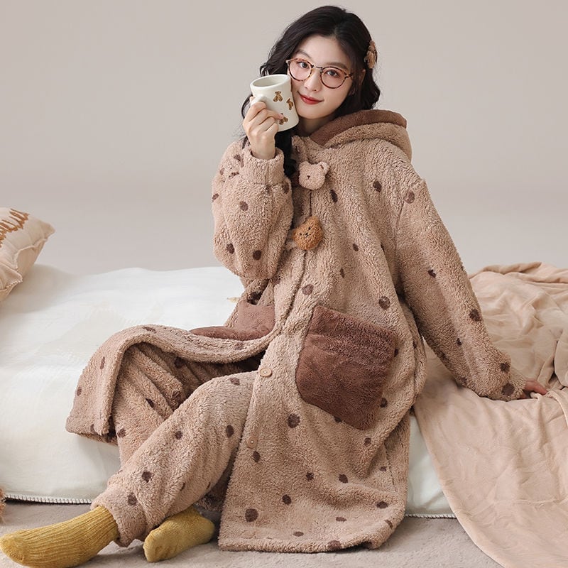 絶対欲しい コーラルベルベットパジャマ女性冬プラスベルベットと厚みのある 肌触り抜群 パジャマE-9826