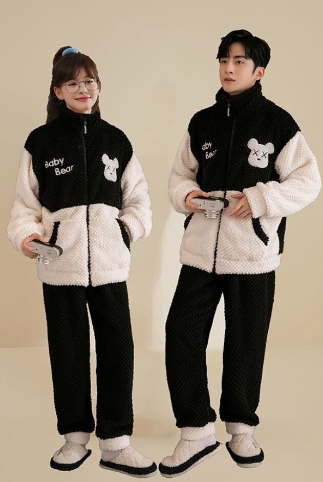 大好評 着心地良い スタイルアップ 3種選択 サンゴフリース カップル パジャマ E-9774