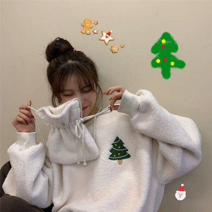 美人度アップ   ふわふわグラフィックロゴボアスウェットトップス全2色E-10116