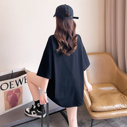 柔らかくて優しい印象 ゆったり ファッション感満々 ロング丈 3色半袖TシャツE-9206