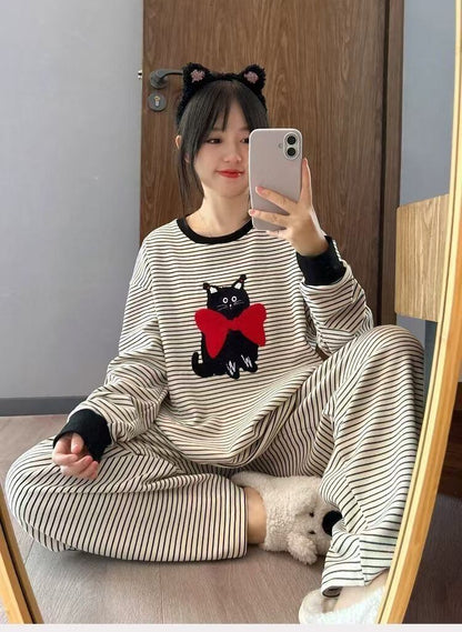 柔らかくて優しい印象 2種選択 着心地良い トップス+パンツセット パジャマE-10906