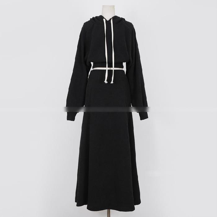 超人気 定番シンプル カジュアル 長袖パーカー＋スカート セットアップ E-10002