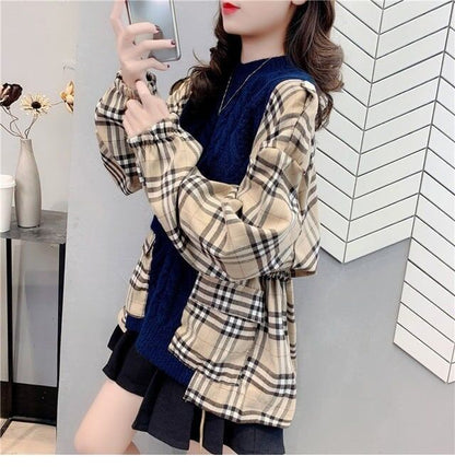 トップス ニット レディースチェック柄 3色 E-3835