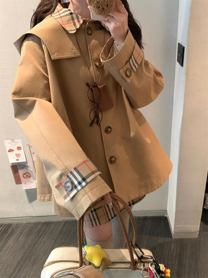 絶対欲しい おしゃれ度高め 上品 切り替え オーバーコート+スカートセットE-9518