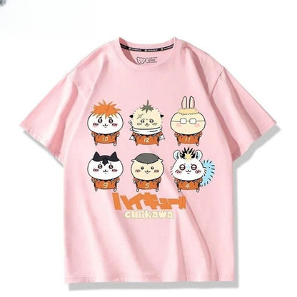 人気上昇中 カジュアル キュート プリント 半袖Tシャツ 男女兼用ins-6767