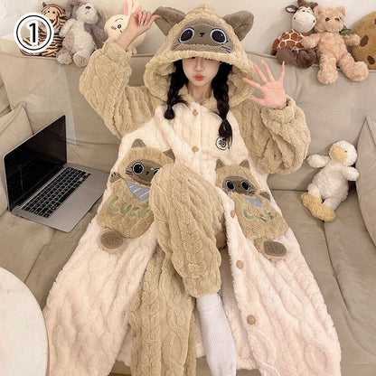 大活躍 コーラルベルベットパジャマ女性冬プラスベルベットと厚みのある 個性的なデザイン 3種選択 パジャマE-9855