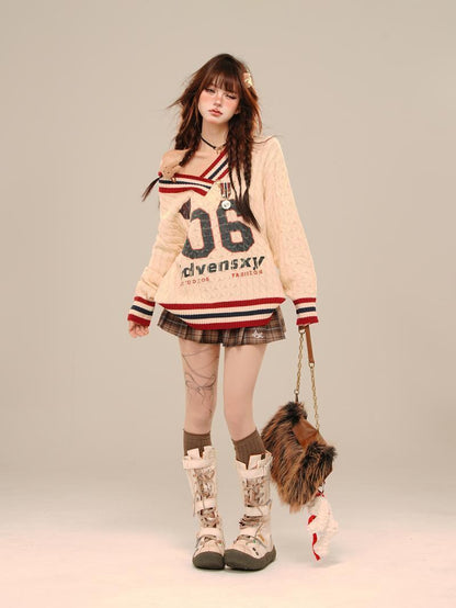 ふわふわグラフィックロゴボアニットE-9836