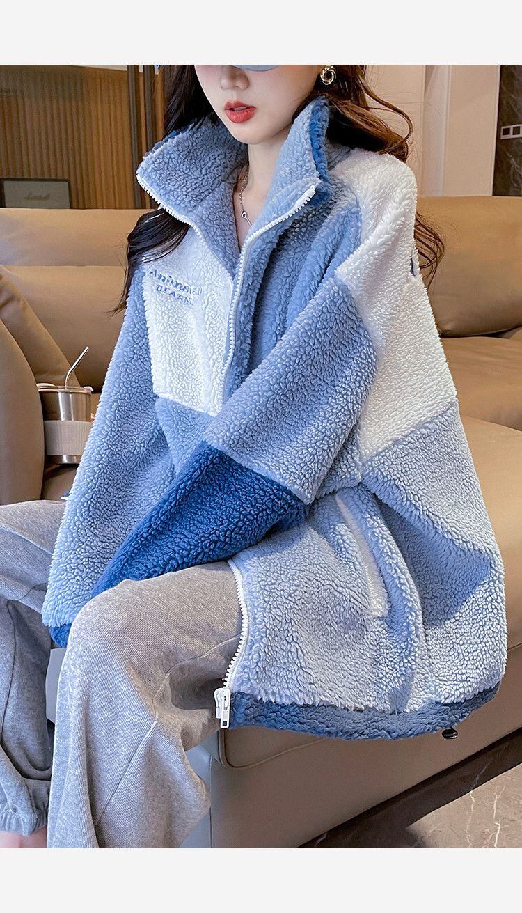 好感度UP 肌触り抜群 カジュアル 切り替え 2色選択 フリース コート ボアジャケットE-9870