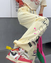 着回し力抜群 グラデーション 個性派 ハイウエスト パンツ＜ins-8093＞