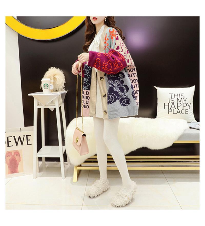 ルーズレイジースタイル漫画セーターカーディガントE-5021