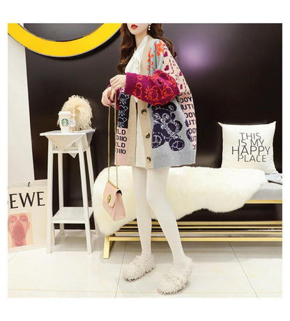 ルーズレイジースタイル漫画セーターカーディガントE-5021