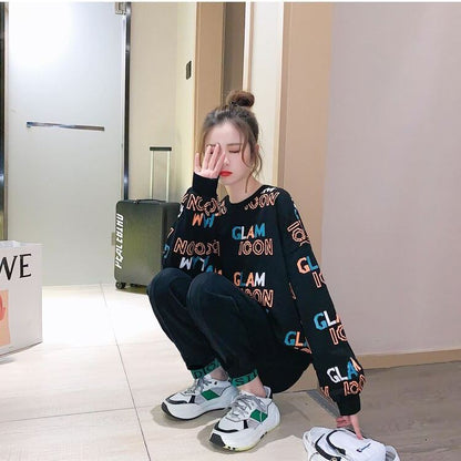 女子マスト おしゃれ度高め デザイン性抜群 着心地良い 2色選択 トップス+パンツセット E-10449