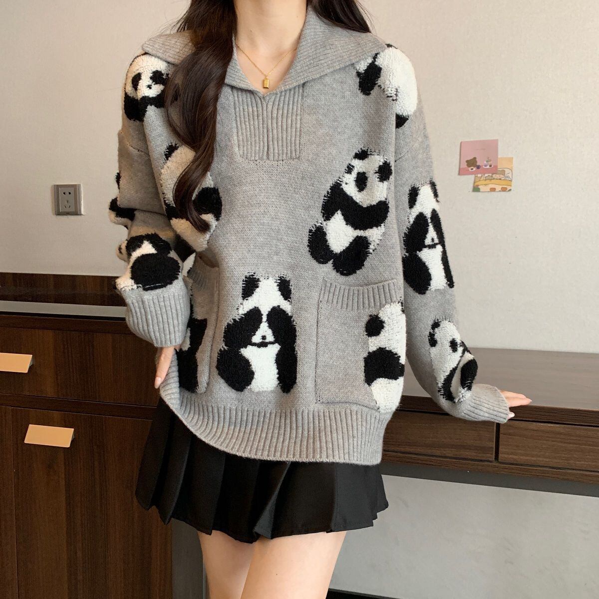 都市ファッショ デザイン オシャレ 海外トレンド 柔らかくて優しい印象 ニットトップスE-9630