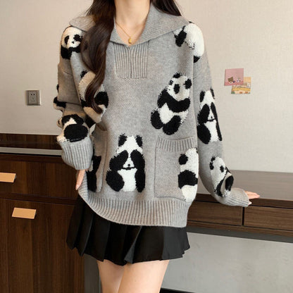 都市ファッショ デザイン オシャレ 海外トレンド 柔らかくて優しい印象 ニットトップスE-9630