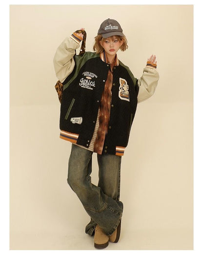 大活躍 切り替え ユニセックス スタジャン 全2色コートE-4832