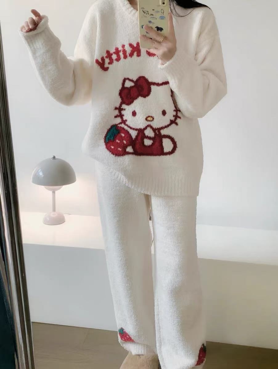 【人気急上昇中！】柔らかな肌触りで着心地も楽ちん！モコモコ パジャマ ルームウェア 上下セットE-10159