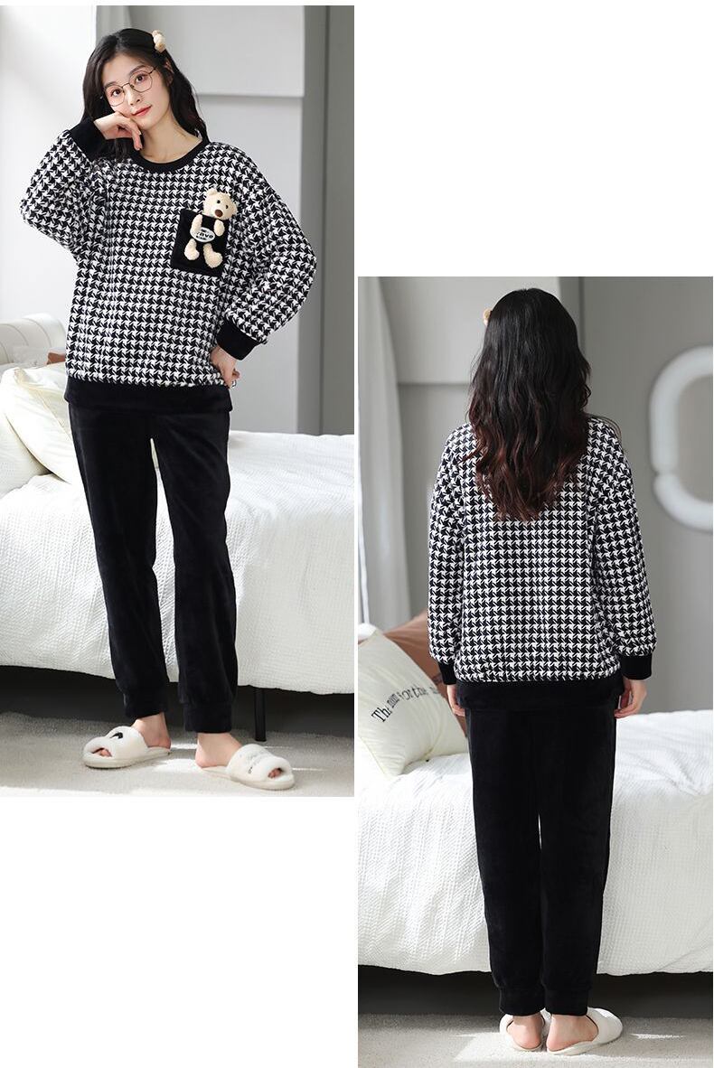 スタイルアップ効果抜群 3種選択 デザイン性抜群 サンゴフリース カップル パジャマ E-9770