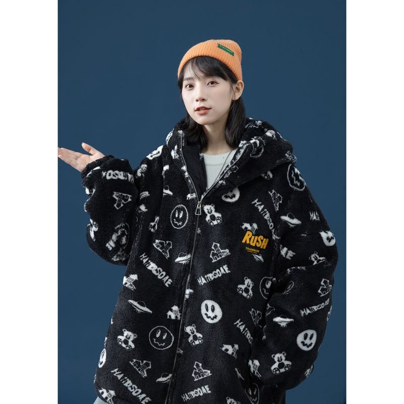 超人気 シンプル 海外トレンド ラムウールコート Etand ネック/フード付き E-5633