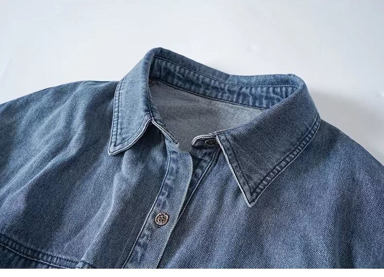 今季マストバイ 着心地良い 絶対欲しい チェック柄 切り替え デニム シャツ E-9266