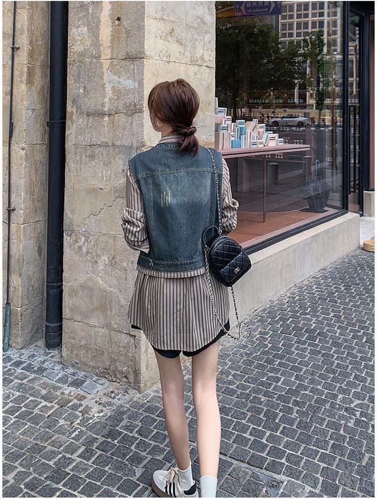 売れ筋 元主役級 美人度アップ 気いっぱい 好感度UP セットアップ ベスト+シャツE-10768