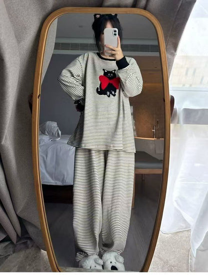 柔らかくて優しい印象 2種選択 着心地良い トップス+パンツセット パジャマE-10906