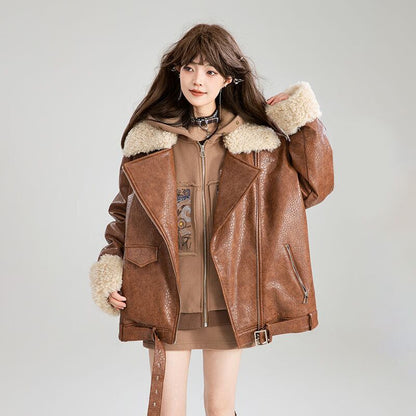 絶対流行 アバンギャルド おしゃれ度高め 切り替え 上品 Pu レザーコットンコート E-9883