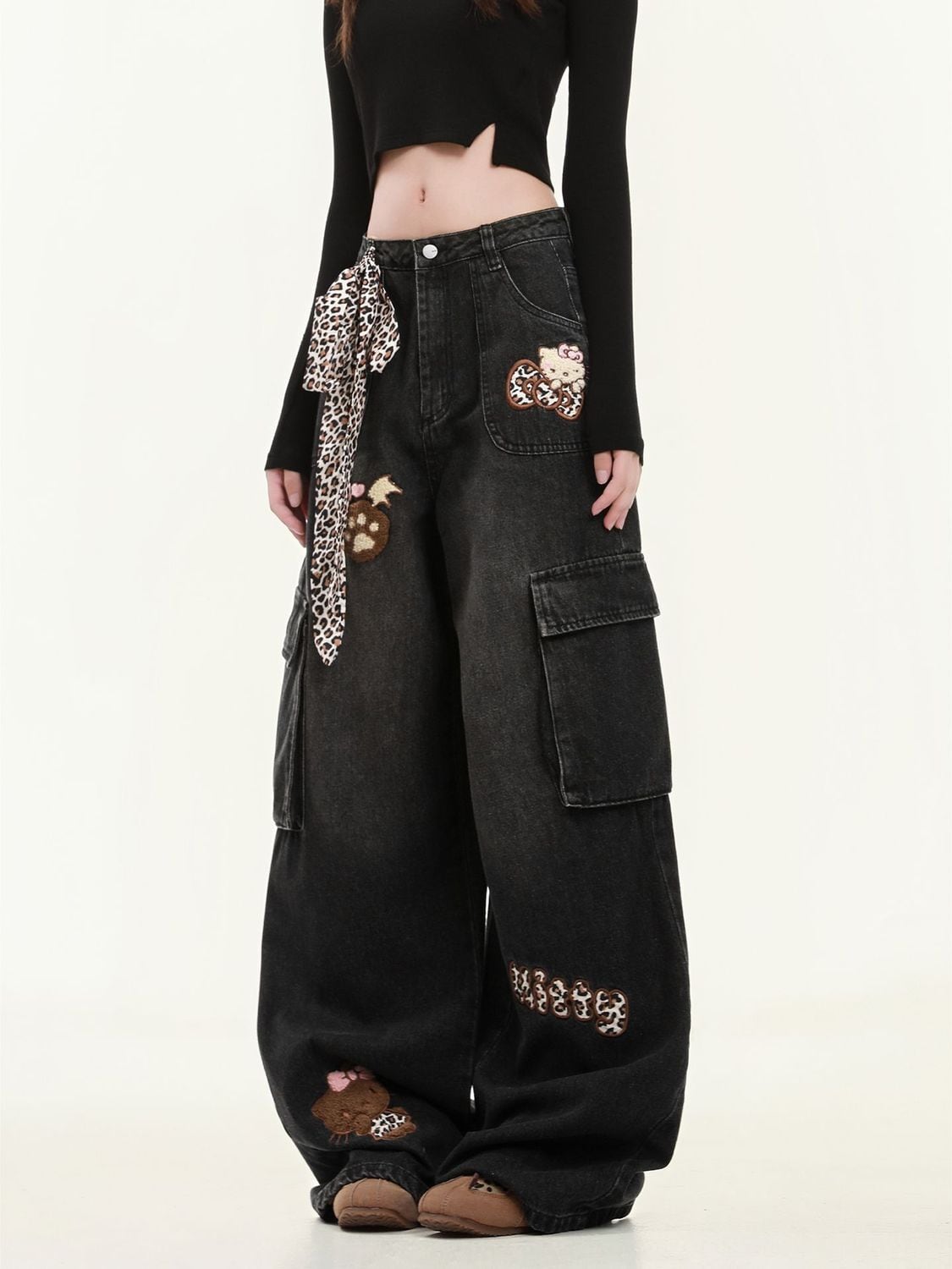 着回し力抜群 売り切れ必至 プラスベルベット 2色選択 デニム ワイドパンツE-12349