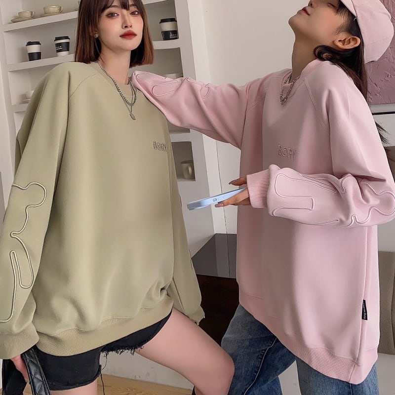 女子マスト刺?ロゴ厚手スウェット全4色E-4478