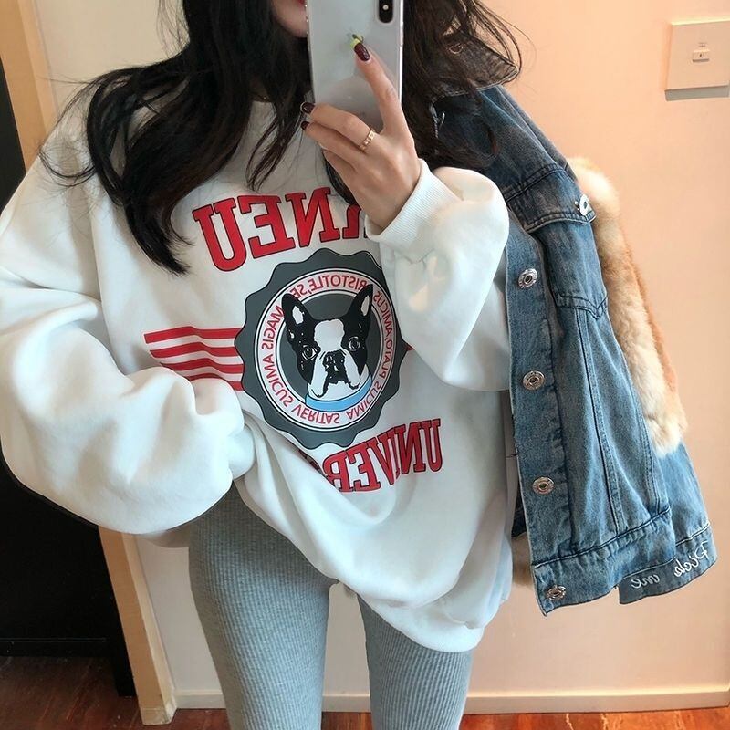 【裏起毛あり】優しい雰囲気 キュート ファッション カジュアル 2色 スウェットE-10175