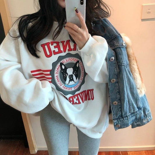 【裏起毛あり】優しい雰囲気 キュート ファッション カジュアル 2色 スウェットE-10175