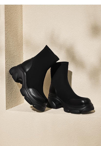 太ヒール スクエアトゥ 美感いっぱい ベルベット ローファー 革靴 2色選択可 シューズE-10386